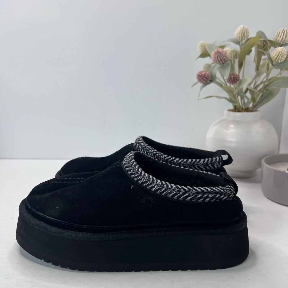 Koolaburra by UGG Burree Slip-On Suede Slippers Faux Fur Lined Black Women 7